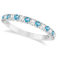 Blue Topaz & Diamond Wedding Band Anniversary Ring in 14k White Gold (0.75ct)