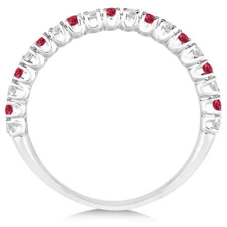 Lab Ruby & Lab Diamond Wedding Band Anniversary Ring in 14k White Gold (0.50ct)