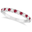 Lab Ruby & Lab Diamond Wedding Band Anniversary Ring in 14k White Gold (0.75ct)