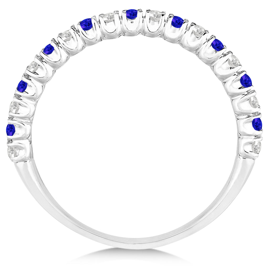 Tanzanite & Diamond Wedding Band Anniversary Ring in 14k White Gold (0.50ct)