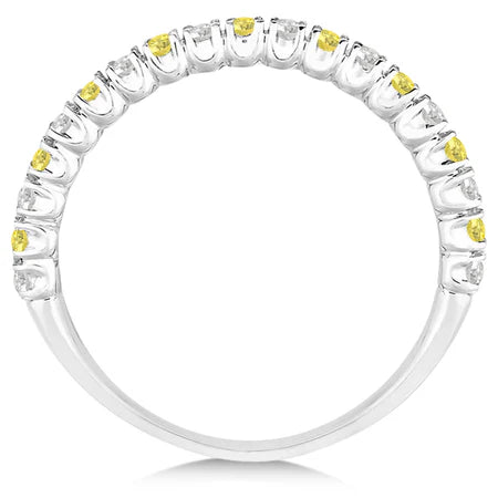 Yellow & Lab White Diamond Wedding Band Anniversary Ring in 14k White Gold (0.50ct)