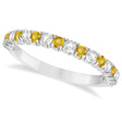 Yellow & White Diamond Wedding Band Anniversary Ring in 14k White Gold (0.75ct)