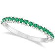 Half-Eternity Pave-set Thin Lab Emerald Stacking Ring 14k White Gold (0.65ct)