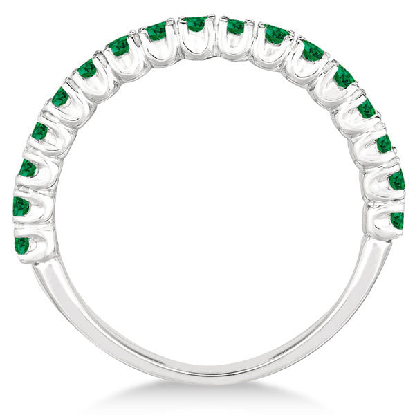 Half-Eternity Pave-set Emerald Stacking Ring 14k White Gold (0.95ct)