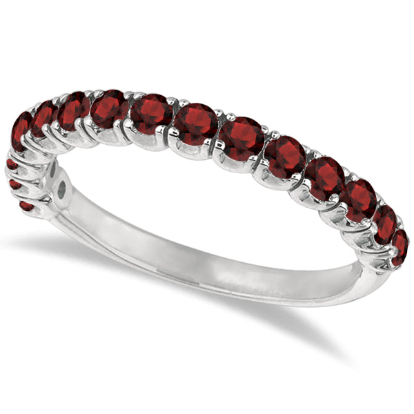 Garnet Semi-Eternity Ring Band 14k White Gold (1.09ct)