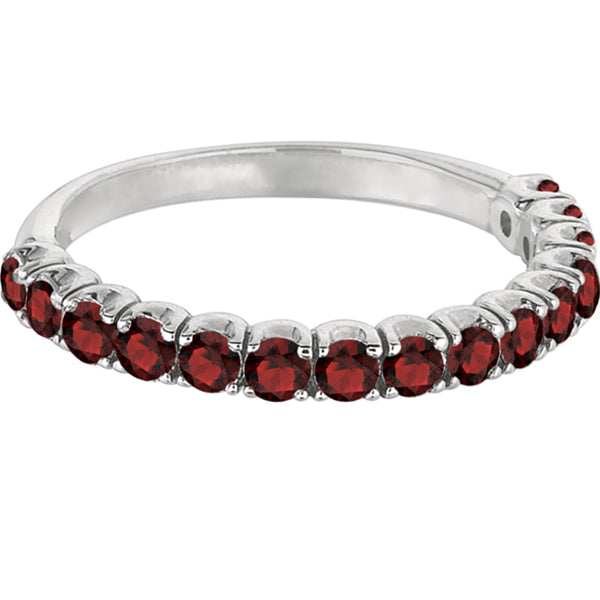 Garnet Semi-Eternity Ring Band 14k White Gold (1.09ct)