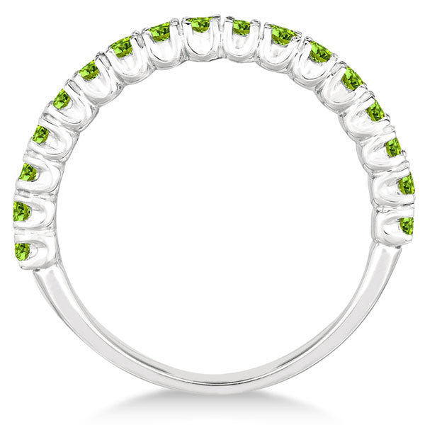 Half-Eternity Pave-Set Peridot Stacking Ring 14k White Gold (0.95ct)