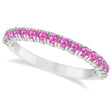 Half-Eternity Pave Thin Lab Pink Sapphire Stack Ring 14k White Gold (0.65ct)