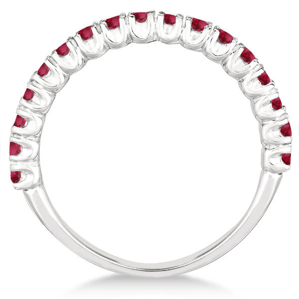 Half-Eternity Pave-set Ruby Stacking Ring 14k White Gold (0.95ct)