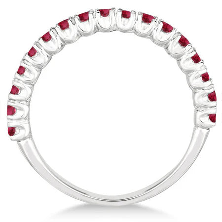 Half-Eternity Pave-set Lab Ruby Stacking Ring 14k White Gold (0.95ct)