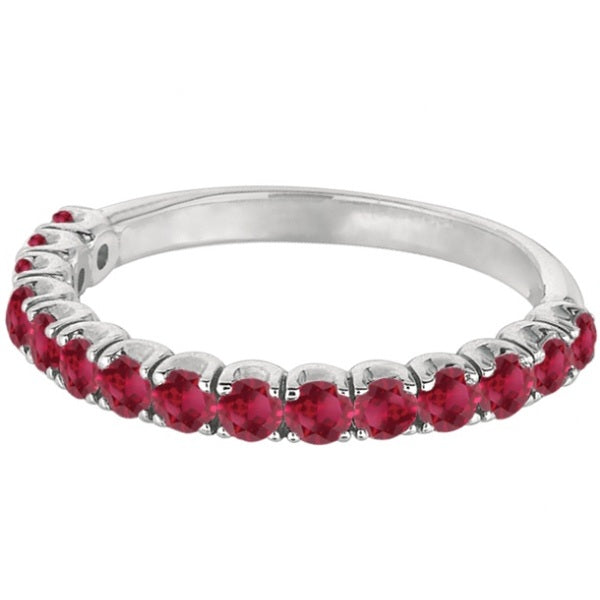 Ruby Semi-Eternity Ring Anniversary Band 14k White Gold (1.09ct)