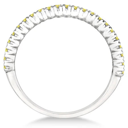 Half-Eternity Pave Lab Yellow Lab  Diamond Stacking Ring 14k White Gold (0.25ct)