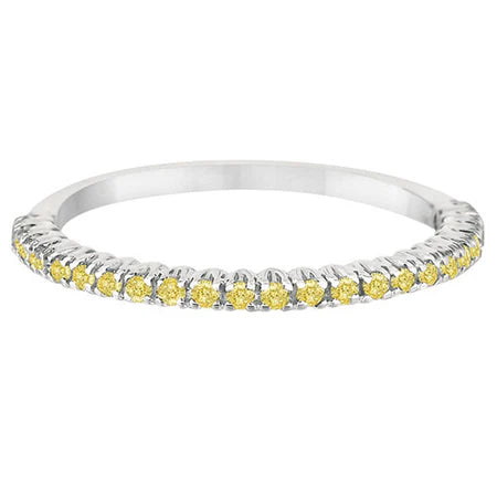 Half-Eternity Pave Lab Yellow Lab  Diamond Stacking Ring 14k White Gold (0.25ct)