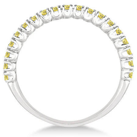 Half-Eternity Pave Thin Lab Yellow Lab  Diamond Stack Ring 14k White Gold (0.50ct)