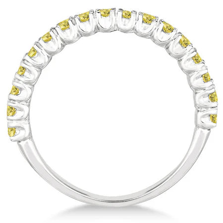 Half-Eternity Pave Lab Yellow Lab  Diamond Stacking Ring 14k White Gold (0.75ct)