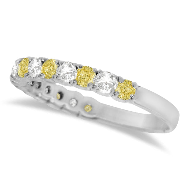 Yellow Canary & White Diamond Anniversary Band 14k White Gold (1.00ct)