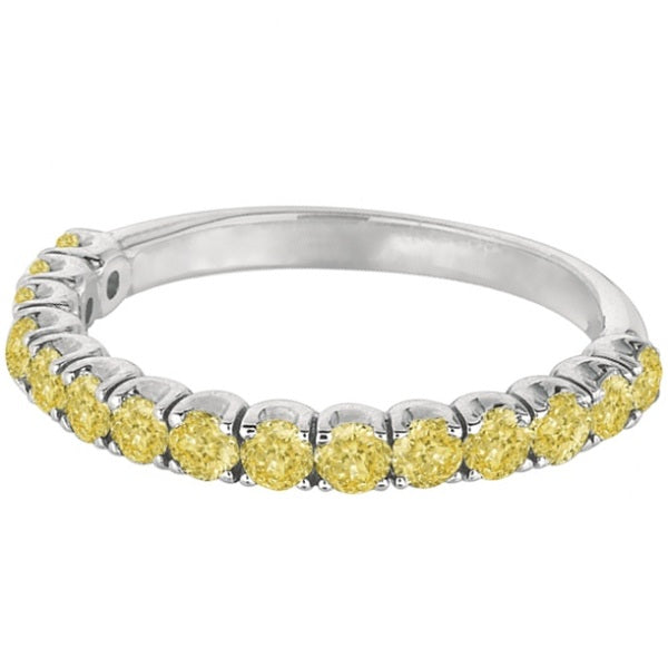 Yellow Canary Diamond Ring Anniversary Band 14k White Gold (1.00ct)