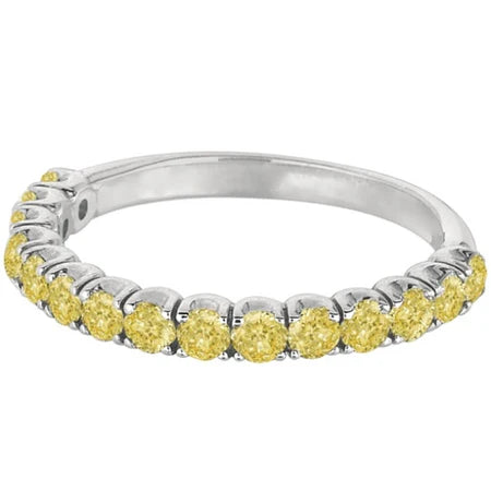 Lab Yellow Canary Lab  Diamond Ring Anniversary Band 14k White Gold (1.00ct)