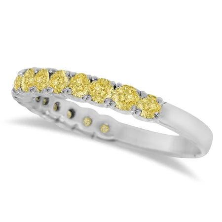 Lab Yellow Canary Lab  Diamond Ring Anniversary Band 14k White Gold (1.00ct)