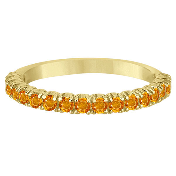 Half-Eternity Pave-Set Citrine Stacking Ring 14k Yellow Gold (0.95ct)