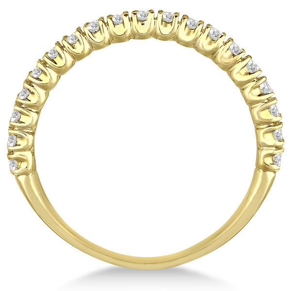 Half-Eternity Pave Thin Diamond Stacking Ring 14k Yellow Gold (0.50ct)