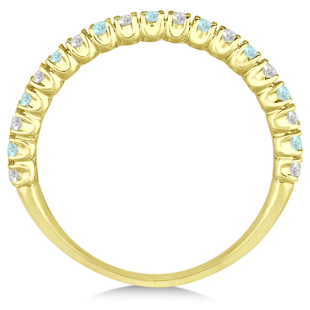 Aquamarine & Diamond Wedding Band Anniversary Ring in 14k Yellow Gold (0.50ct)