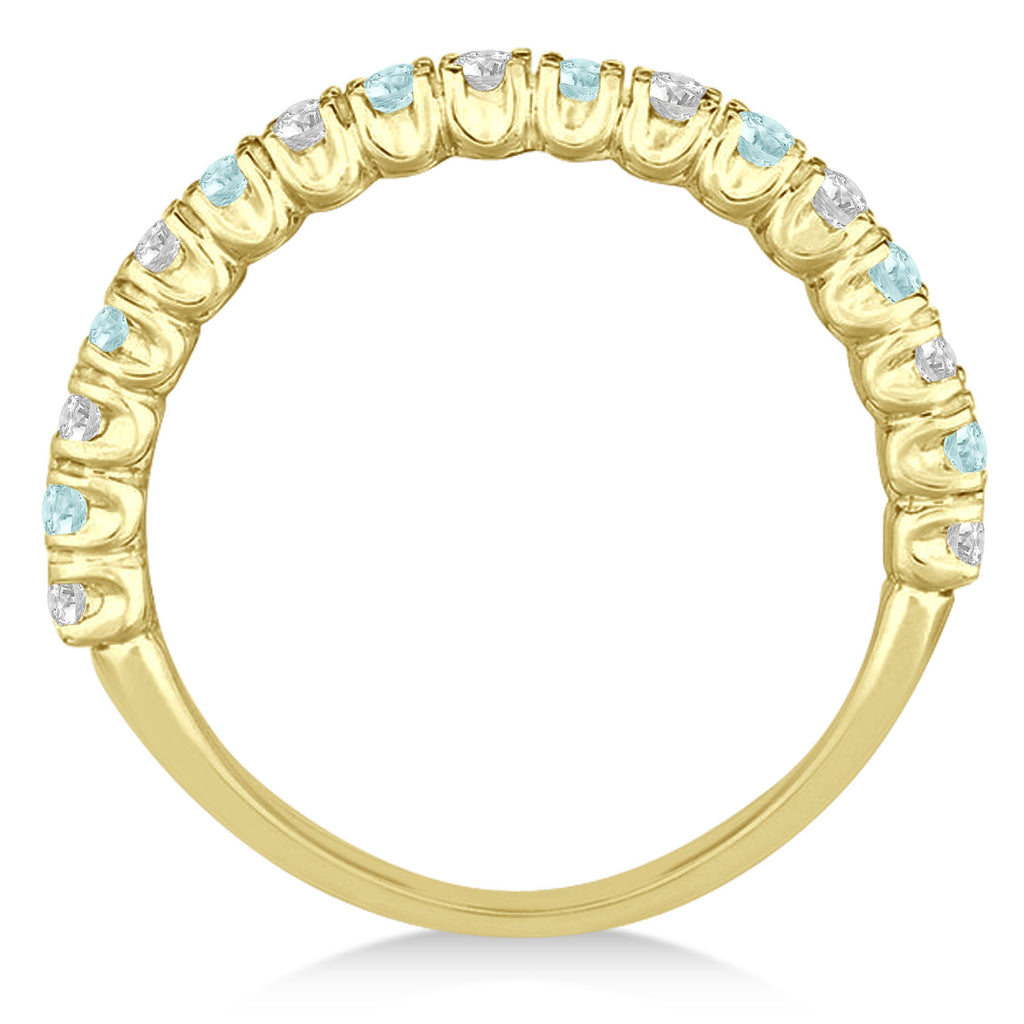 Aquamarine & Diamond Wedding Band Anniversary Ring in 14k Yellow Gold (0.75ct)
