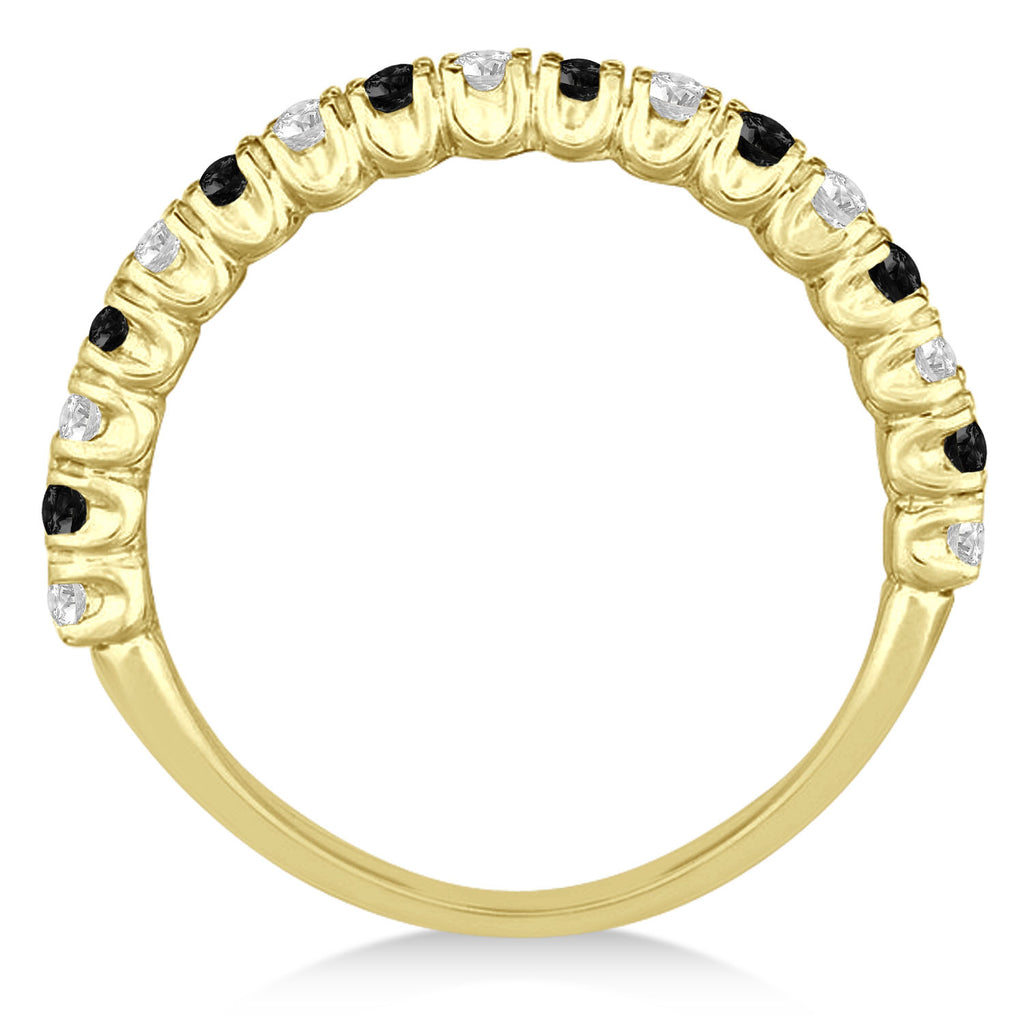 Black & White Diamond Wedding Band Anniversary Ring in 14k Yellow Gold (0.75ct)