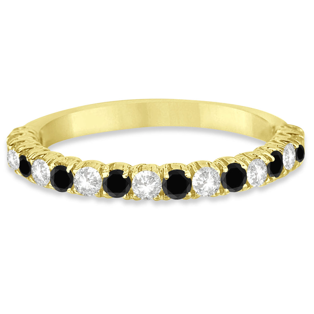 Black & White Diamond Wedding Band Anniversary Ring in 14k Yellow Gold (0.75ct)