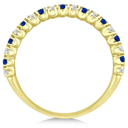 Lab Blue Sapphire & Lab Diamond Wedding Band Anniversary Ring in 14k Yellow Gold (0.50ct)