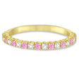 Lab Pink Sapphire & Lab Diamond Wedding Band Anniversary Ring in 14k Yellow Gold (0.50ct)