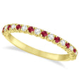 Lab Ruby & Lab Diamond Wedding Band Anniversary Ring in 14k Yellow Gold (0.50ct)
