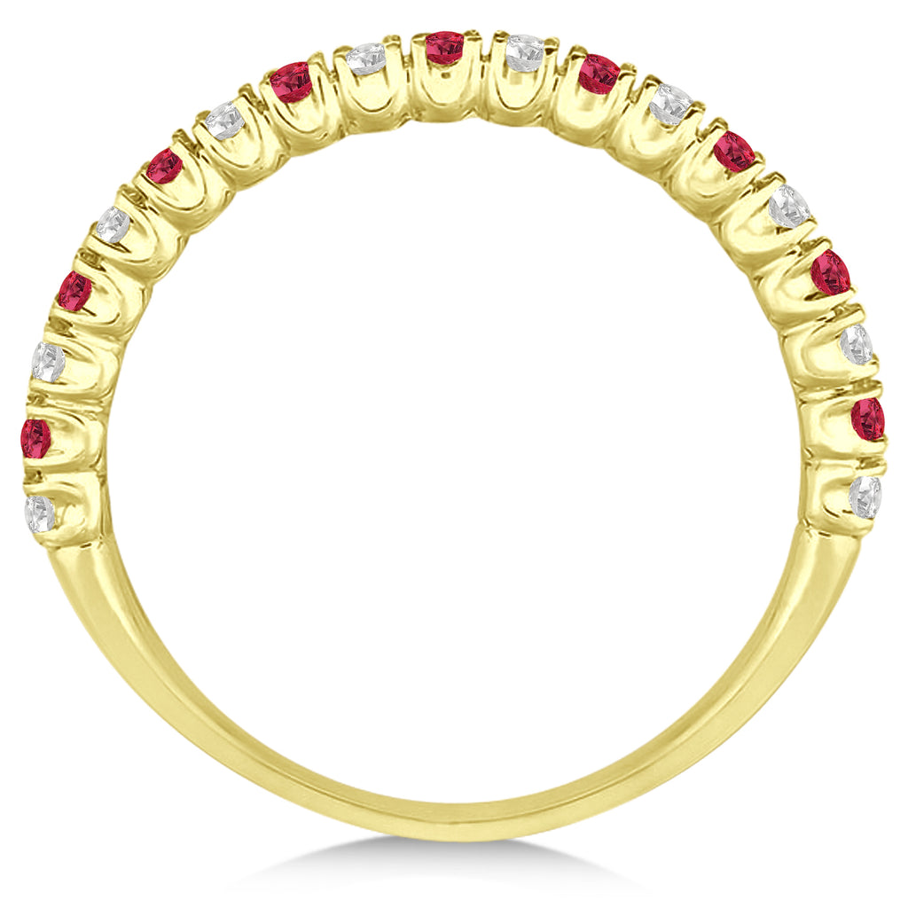 Ruby & Diamond Wedding Band Anniversary Ring in 14k Yellow Gold (0.50ct)