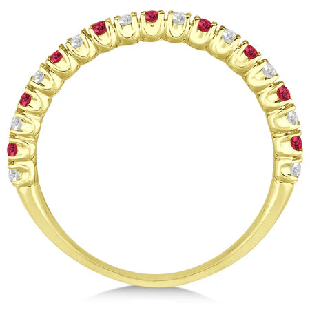 Lab Ruby & Lab Diamond Wedding Band Anniversary Ring in 14k Yellow Gold (0.50ct)