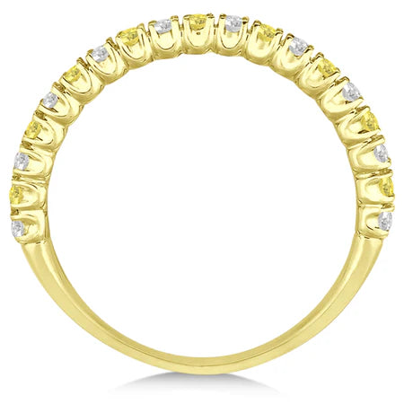 Yellow & Lab White Diamond Wedding Band Anniversary Ring in 14k Yellow Gold (0.50ct)