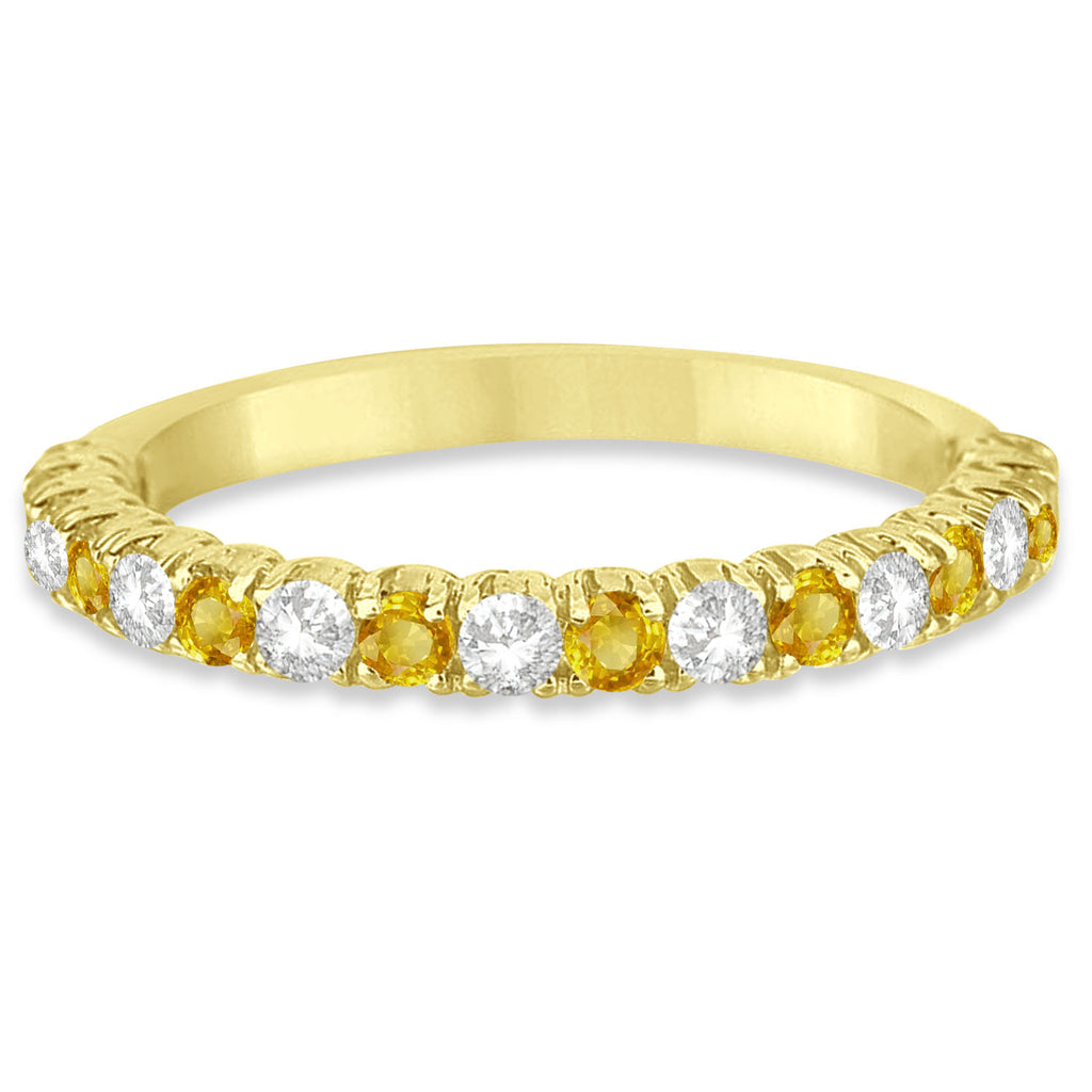 Yellow & White Diamond Wedding Band Anniversary Ring in 14k Yellow Gold (0.75ct)