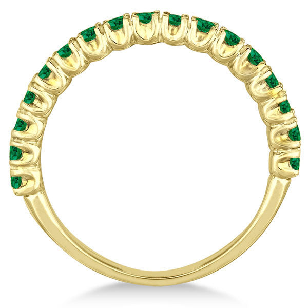 Half-Eternity Pave-set Emerald Stacking Ring 14k Yellow Gold (0.95ct)