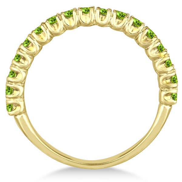 Half-Eternity Pave-Set Peridot Stacking Ring 14k Yellow Gold (0.95ct)