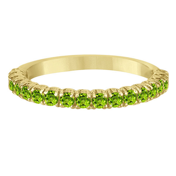 Half-Eternity Pave-Set Peridot Stacking Ring 14k Yellow Gold (0.95ct)
