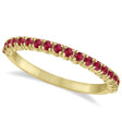 Half-Eternity Pave-set Thin Lab Ruby Stacking Ring 14k Yellow Gold (0.65ct)