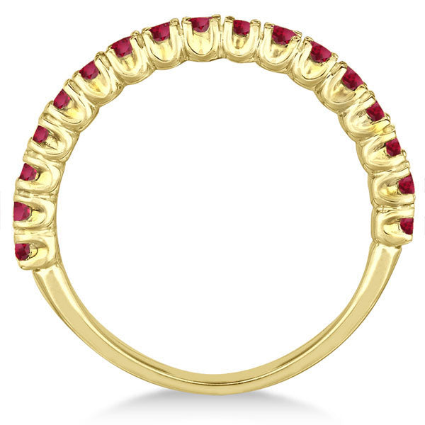 Half-Eternity Pave-set Ruby Stacking Ring 14k Yellow Gold (0.95ct)