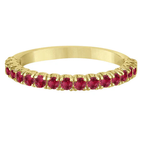 Half-Eternity Pave-set Lab Ruby Stacking Ring 14k Yellow Gold (0.95ct)