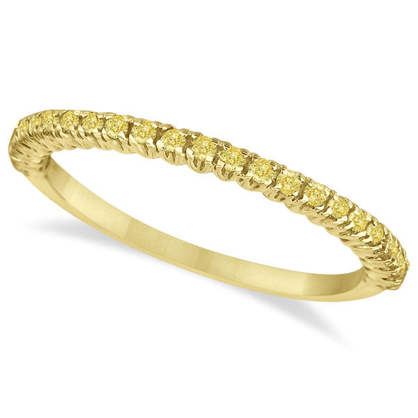 Half-Eternity Pave Yellow Diamond Stacking Ring 14k Yellow Gold (0.25ct)