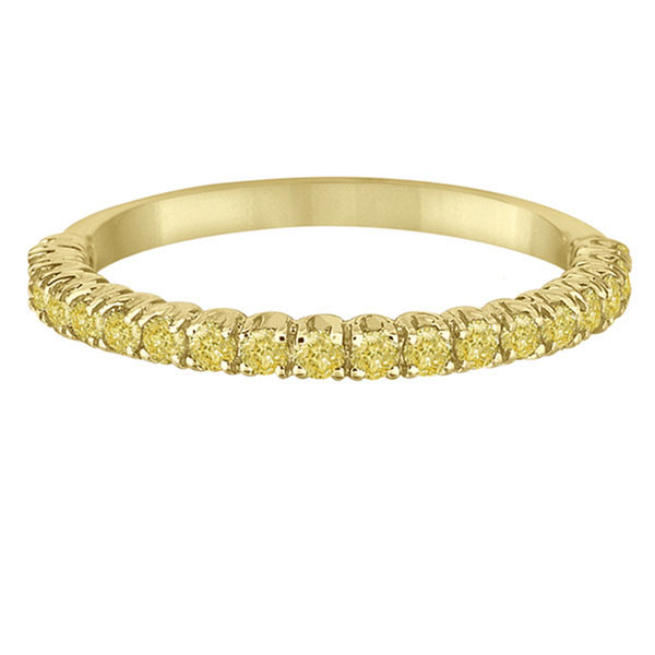 Half-Eternity Pave Thin Yellow Diamond Ring 14k Yellow Gold (0.50ct)