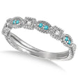 Fancy Blue & White Diamond Vintage Stack Ring 14k White Gold (0.15ct)