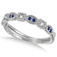Vintage Stackable Diamond & Blue Sapphire Ring 14k White Gold (0.15ct)