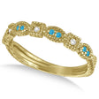 Vintage Stackable Diamond & Blue Topaz Ring 14k Yellow Gold (0.15ct)