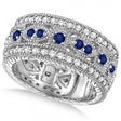 Vintage Byzantine Lab Diamond & Lab Blue Sapphire Ring 14k White Gold (1.37ct)