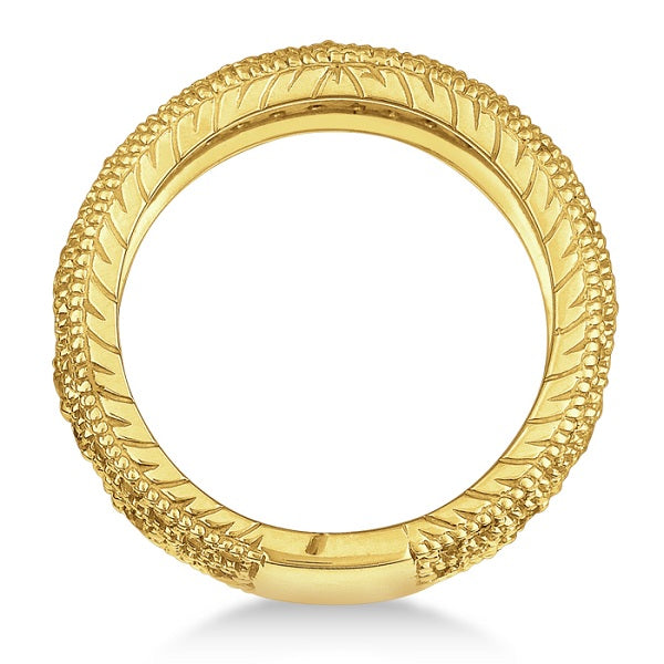 Vintage Style Byzantine Wide Band Diamond Ring 18k Yellow Gold (1.37ct)