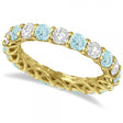 Luxury Diamond & Aquamarine Eternity Ring Band 14k Yellow Gold 4.20ct
